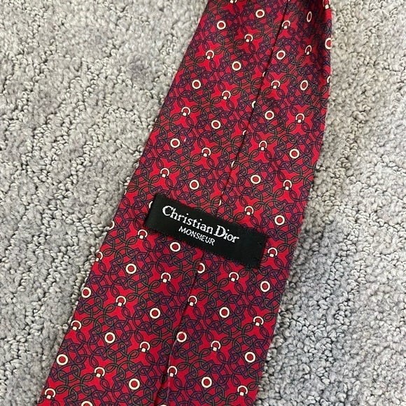 Christian Dior Vintage Red Silk Tie - Picture 2 of 3